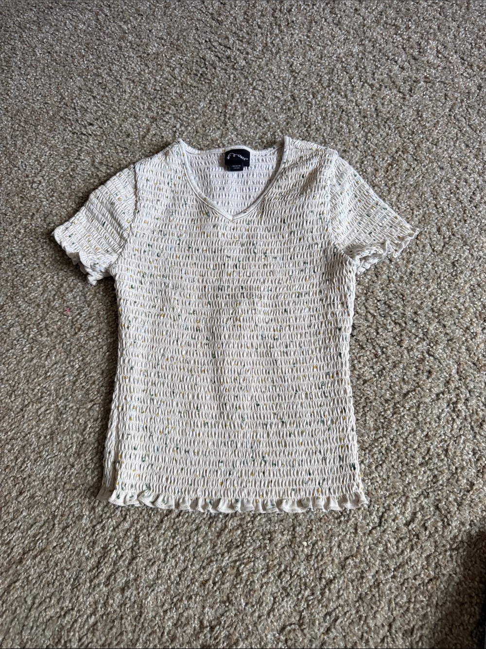 art class Cream Smocked Knit Short-Sleeve Top